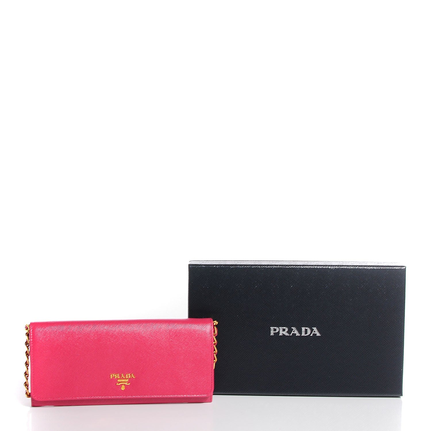 Prada Saffiano Metal Oro Chain Wallet Peonia 11 of 11