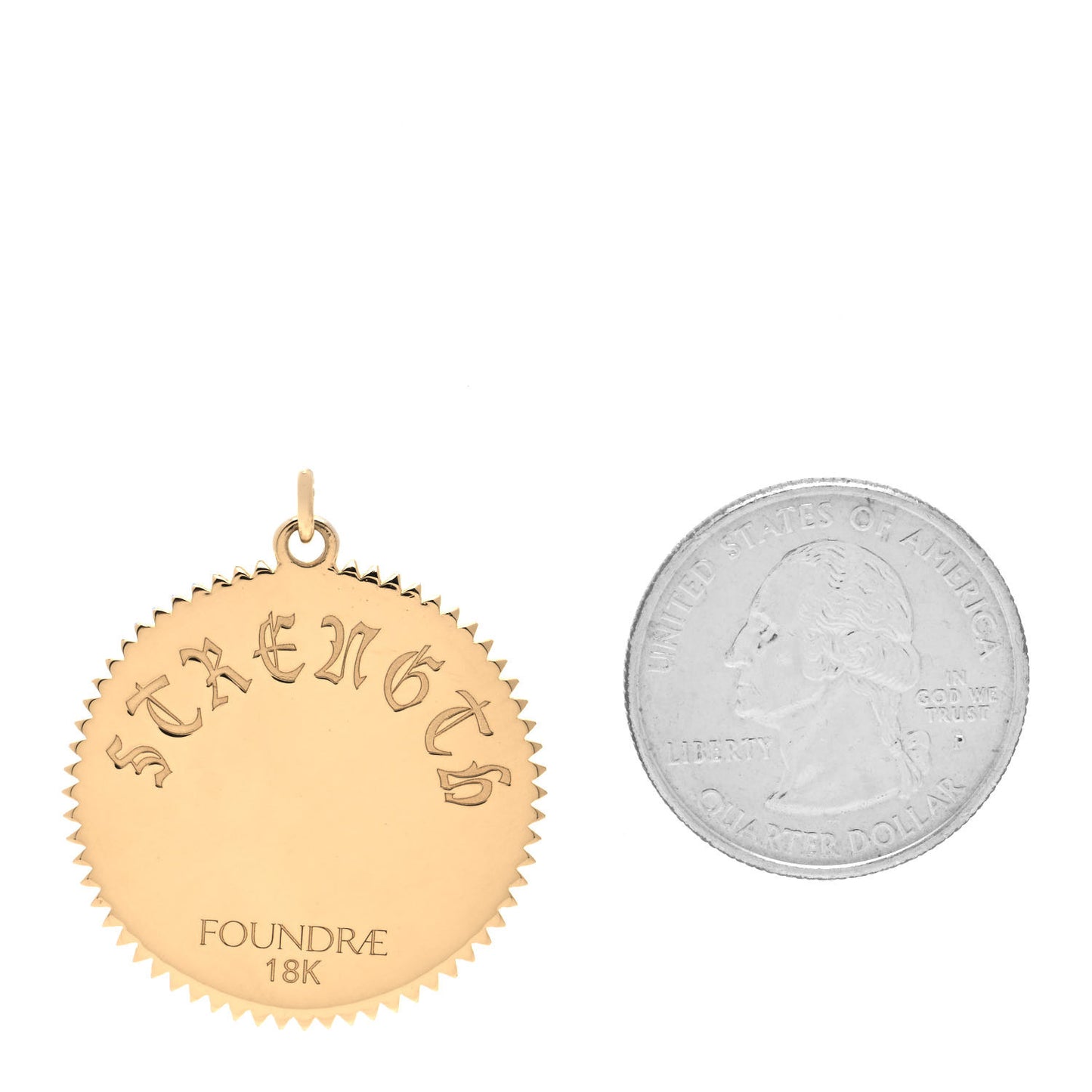 18K Yellow Gold Diamond Large Strength Medallion Pendant