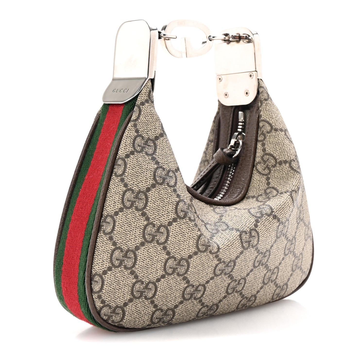GG Supreme Monogram Textured Calfskin Web Mini Attache Shoulder Bag Beige Ebony New Acero