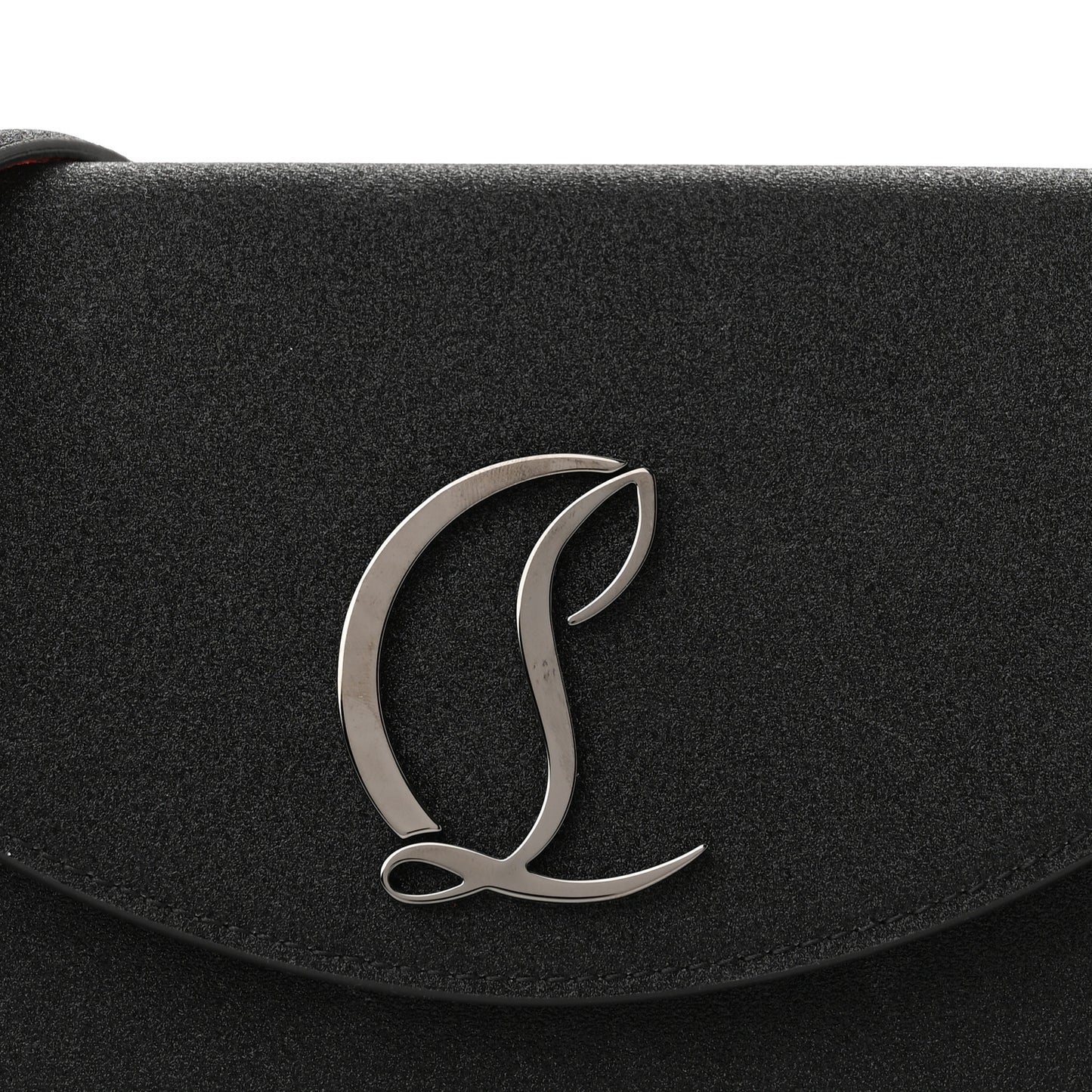 Glitter Calfskin Loubi54 Crossbody Clutch Black