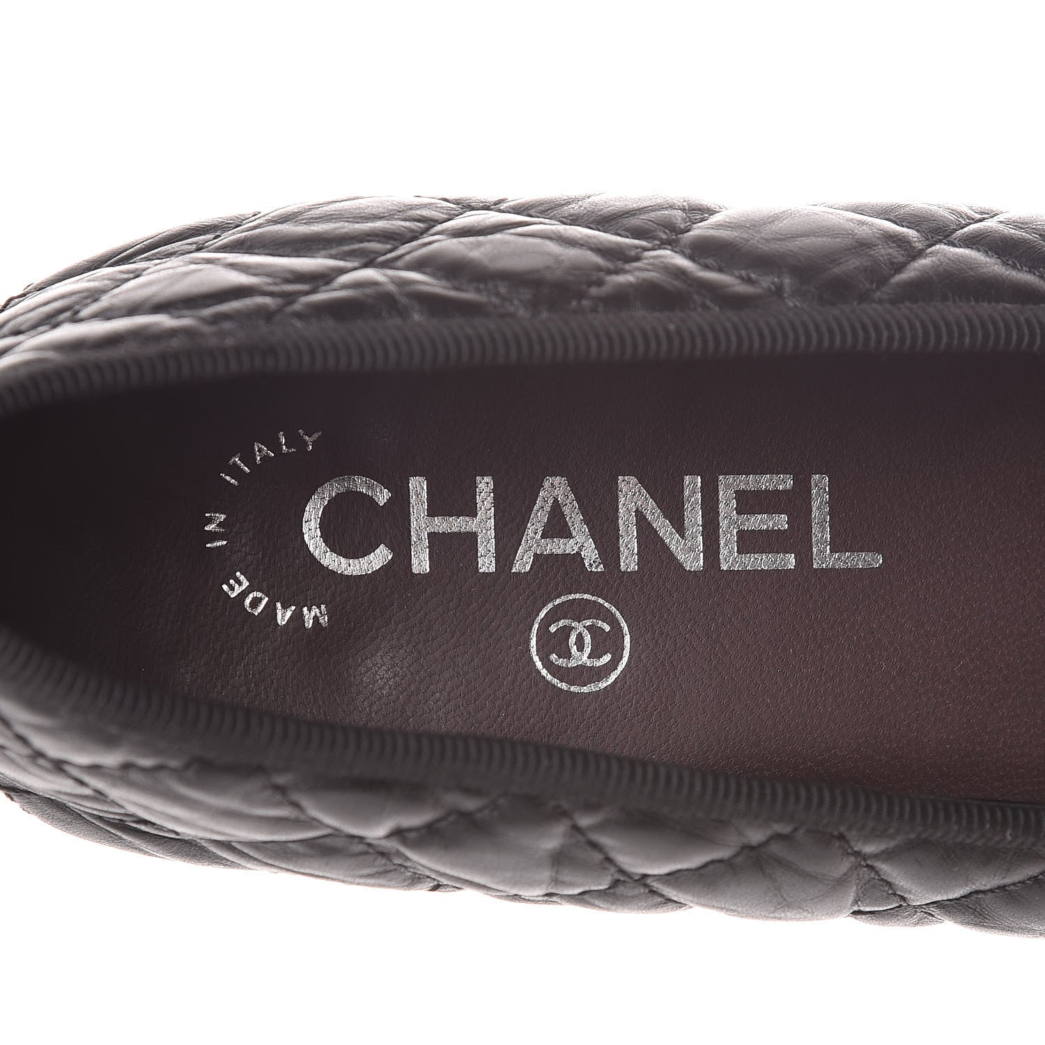 Chanel Aged Calfskin Quilted CC Cap Toe Ballerina Flats 39.5 Black 9 of 15