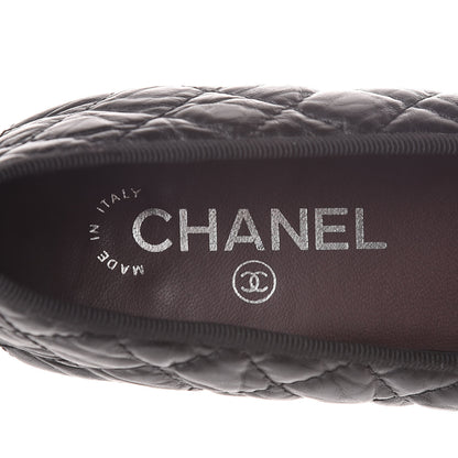 Chanel Aged Calfskin Quilted CC Cap Toe Ballerina Flats 39.5 Black 9 of 15