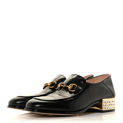 Gucci Goatskin Crystal Womens Horsebit Loafers 36.5 Black 3 of 8