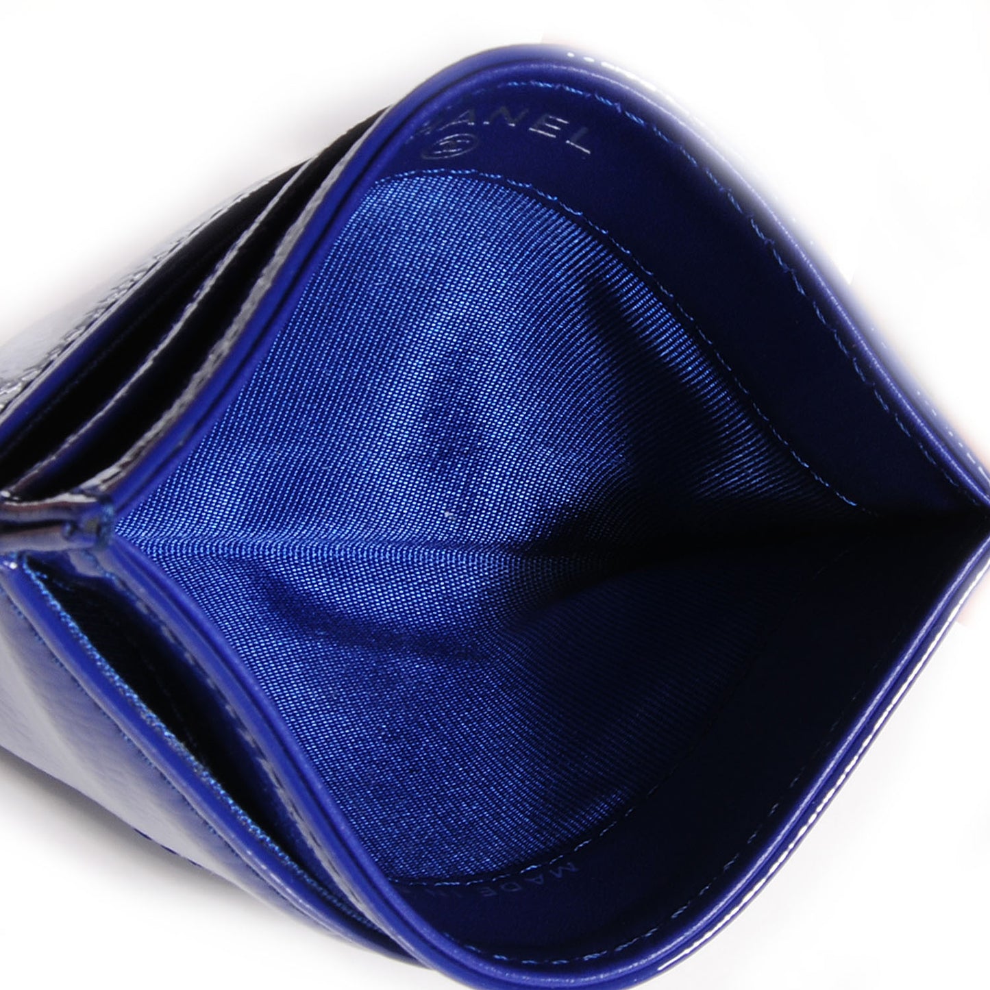 Patent Grained Calfskin CC Card Holder Blue