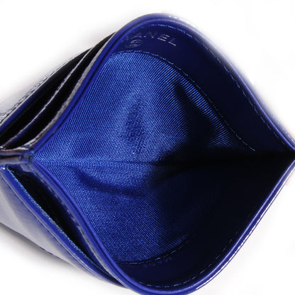 Chanel Patent Grained Calfskin CC Card Holder Blue 5 of 9
