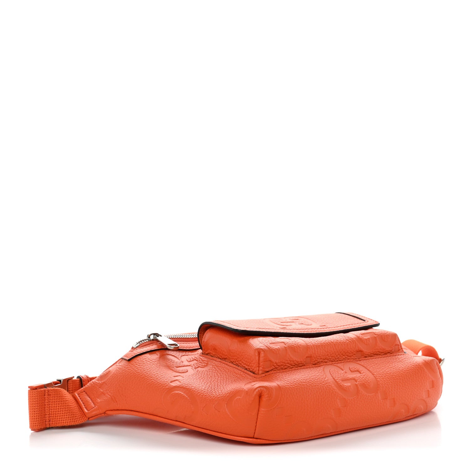 Gucci Piuma Calfskin Jumbo GG Embossed Pocket Belt Bag Good Orange 4 of 10