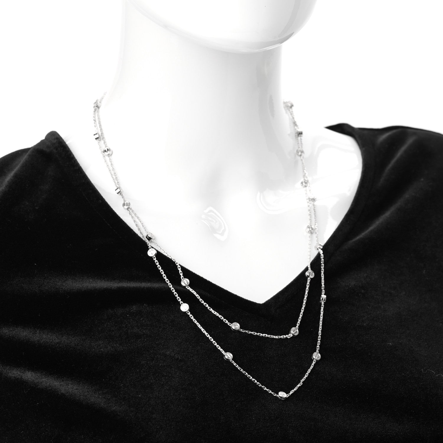 Cartier 18K White Gold Long Station LOVE Necklace 2 of 5