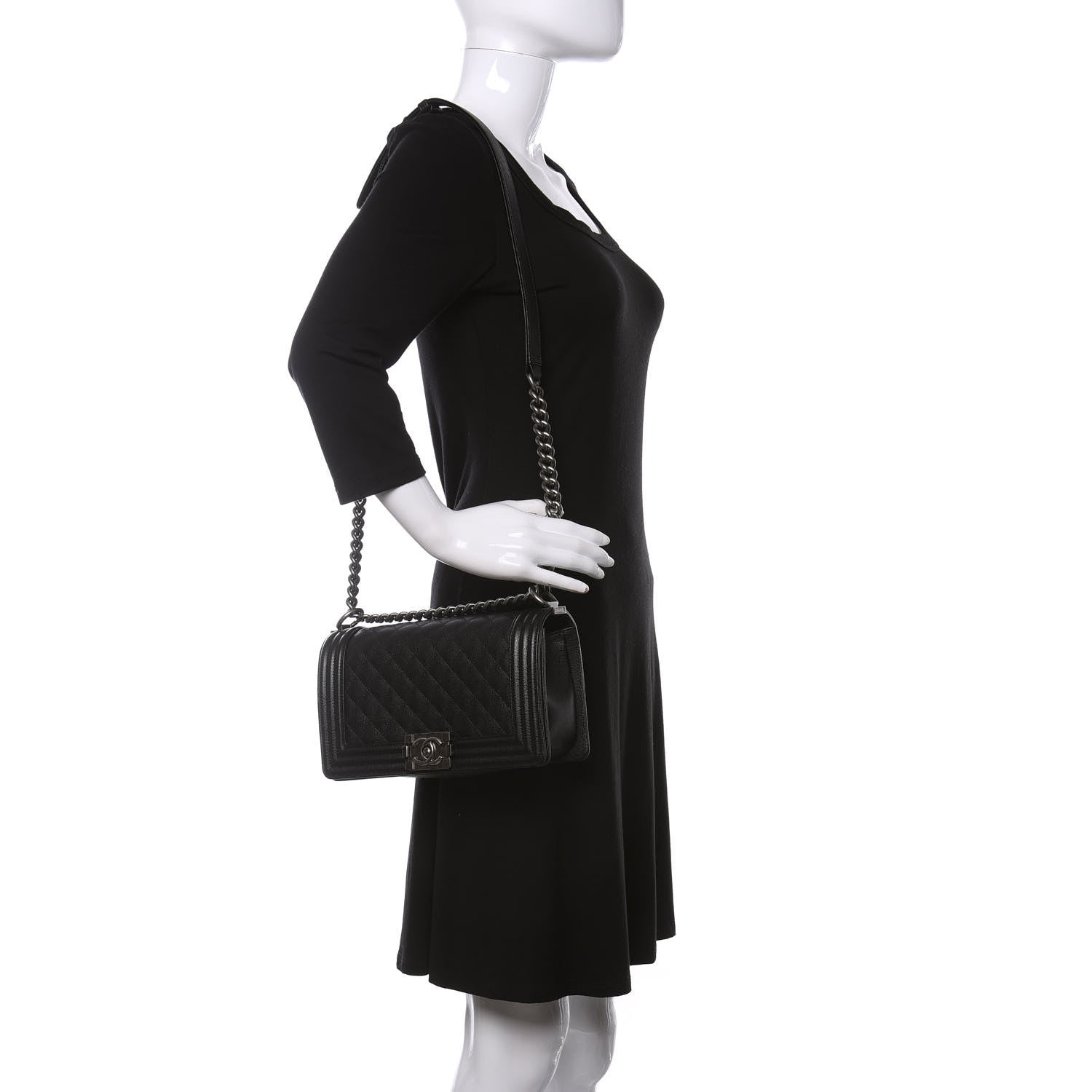 Chanel Caviar Quilted Medium Boy Flap Black 2 of 10