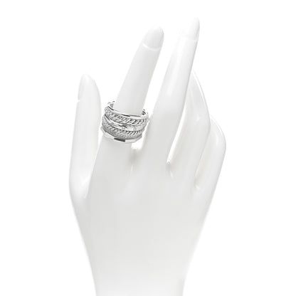 David Yurman Sterling Silver Diamond 16mm Stax Wide Stacked Ring 57 8 2 of 4