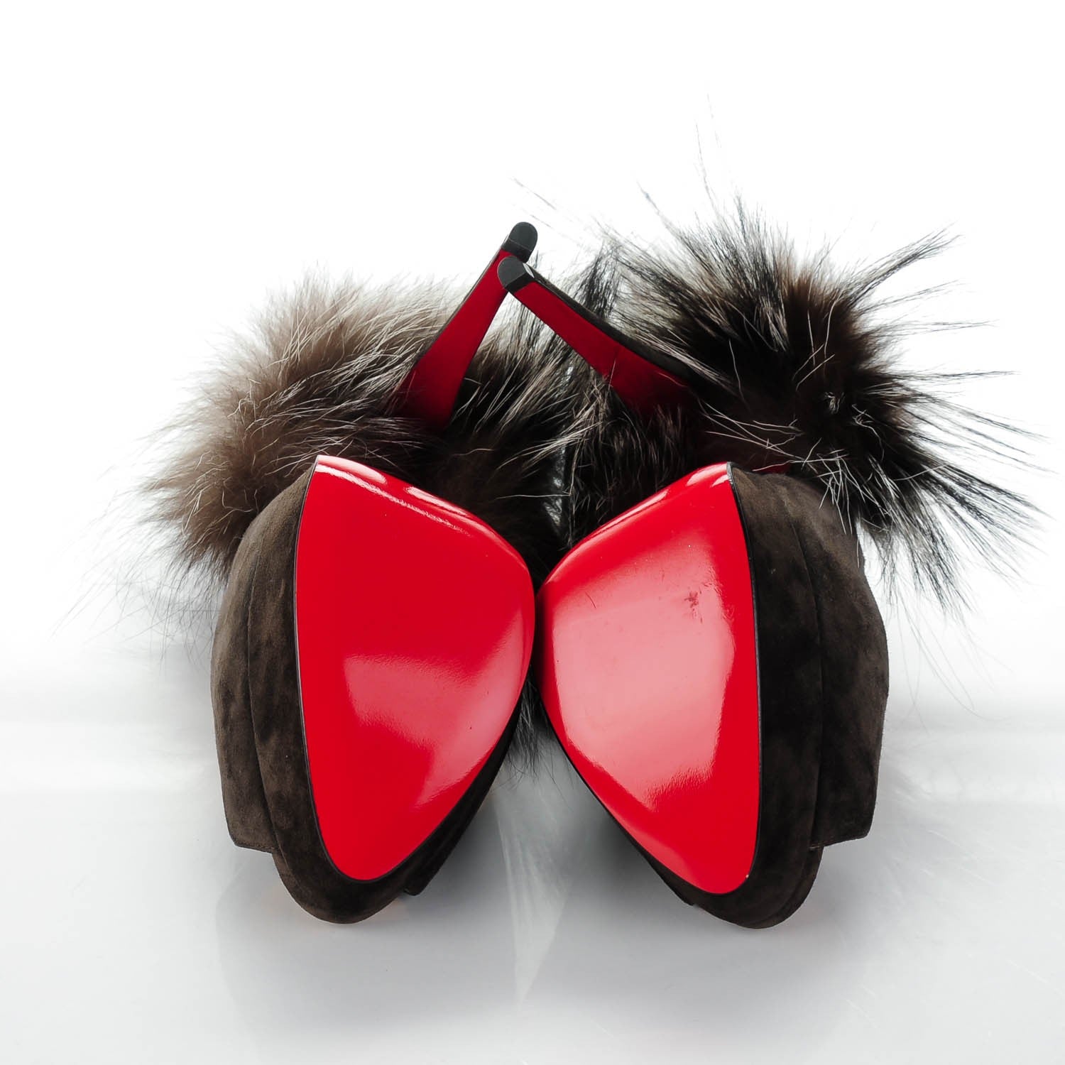 Christian Louboutin Suede Royal Fox Lady Fur 150 Pumps 39.5 Africa Argente 5 of 6