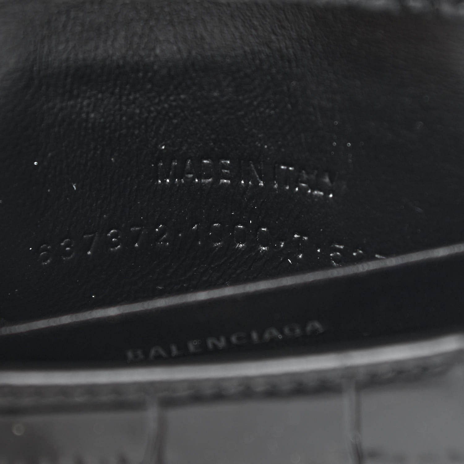 Balenciaga Shiny Calfskin Monochrome Crocodile Embossed Hourglass Top Handle Bag Mini Black 7 of 10