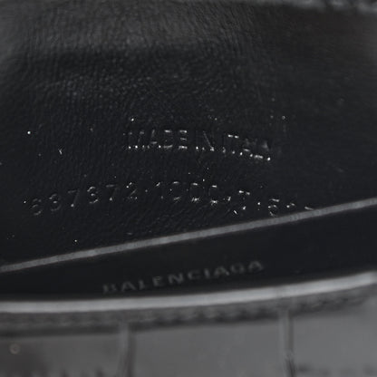 Balenciaga Shiny Calfskin Monochrome Crocodile Embossed Hourglass Top Handle Bag Mini Black 7 of 10