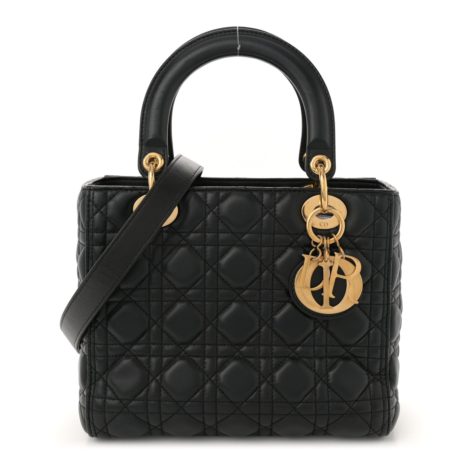 Christian Dior Lambskin Cannage Medium Lady Dior Black 1 of 12