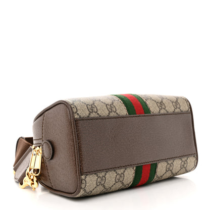 Gucci GG Supreme Monogram Textured Dollar Calfskin Web Mini Ophidia Top Handle Bowler Bag Beige Ebony New Acero 4 of 10