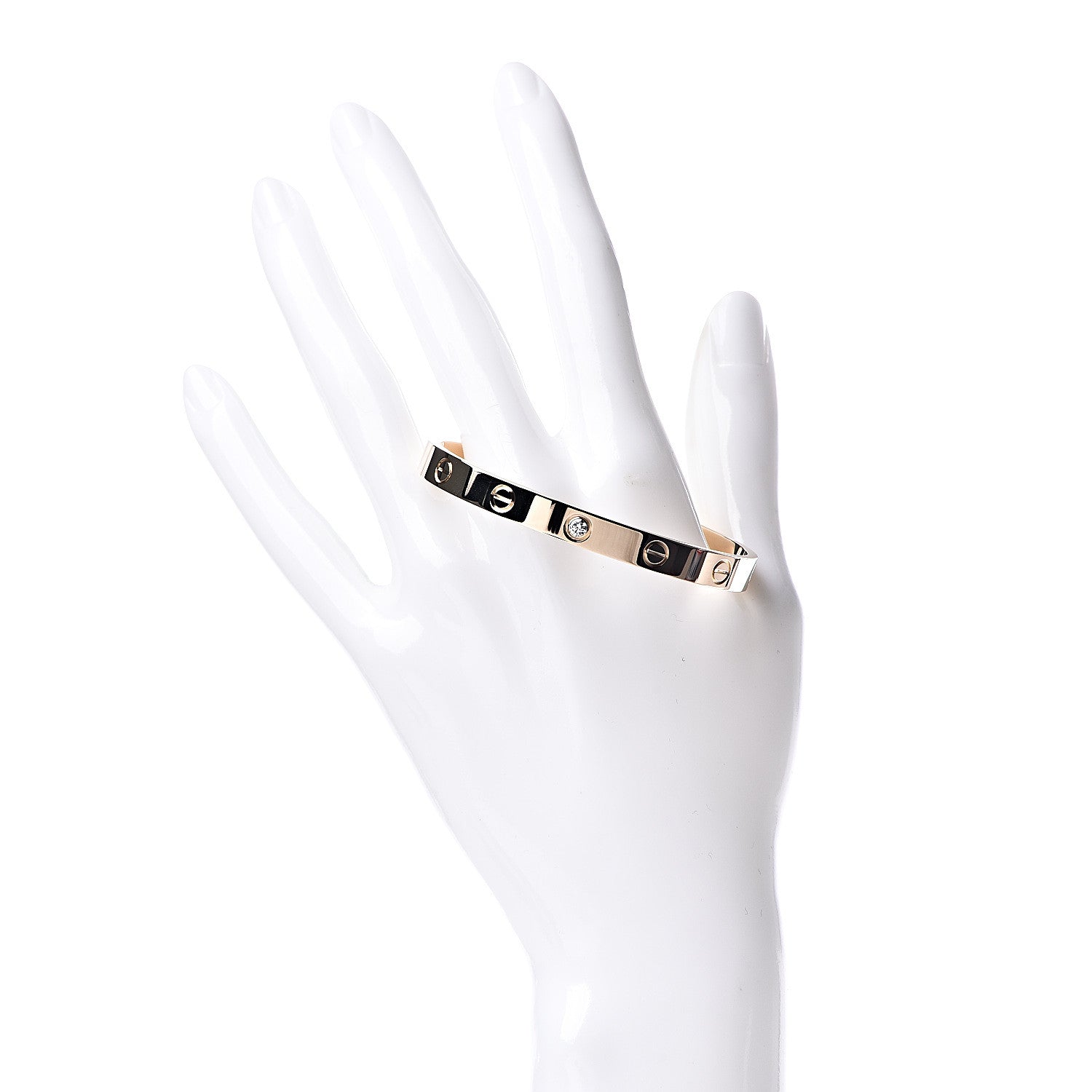 Cartier 18K Yellow Gold 1 Diamond LOVE Cuff Bracelet 17 2 of 5