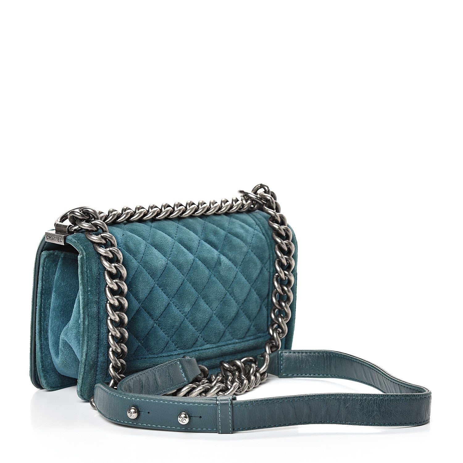 Chanel Velvet Quilted Small Boy Flap Turquoise 2 of 18