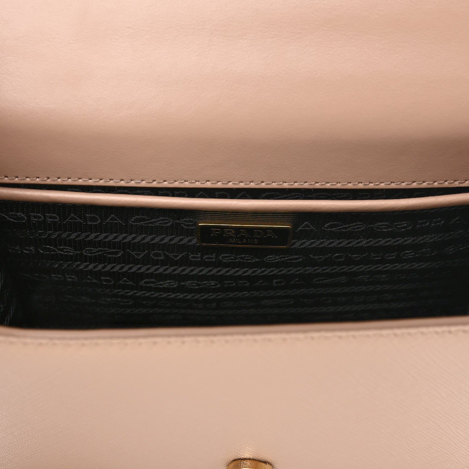 Prada Saffiano Soft Calfskin Metal Triangle Logo Envelope Chain Shoulder Bag Cammeo 6 of 9