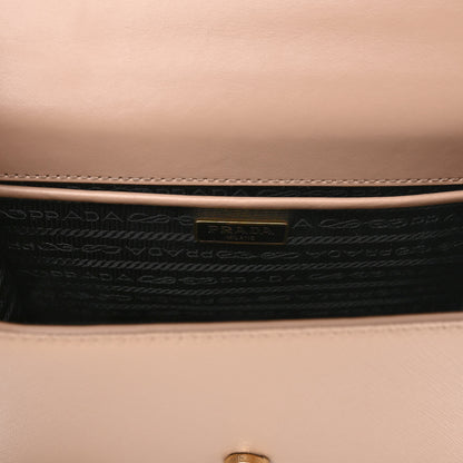 Prada Saffiano Soft Calfskin Metal Triangle Logo Envelope Chain Shoulder Bag Cammeo 6 of 9