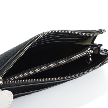 Stella McCartney Faux Pony Hair Falabella Zip Wallet Black 5 of 6