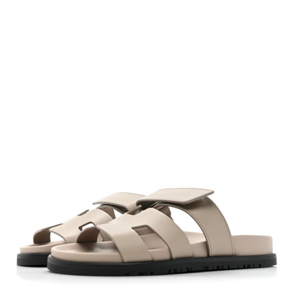Hermes Calfskin Womens Chypre Sandals 35 Beige Mastic 3 of 9