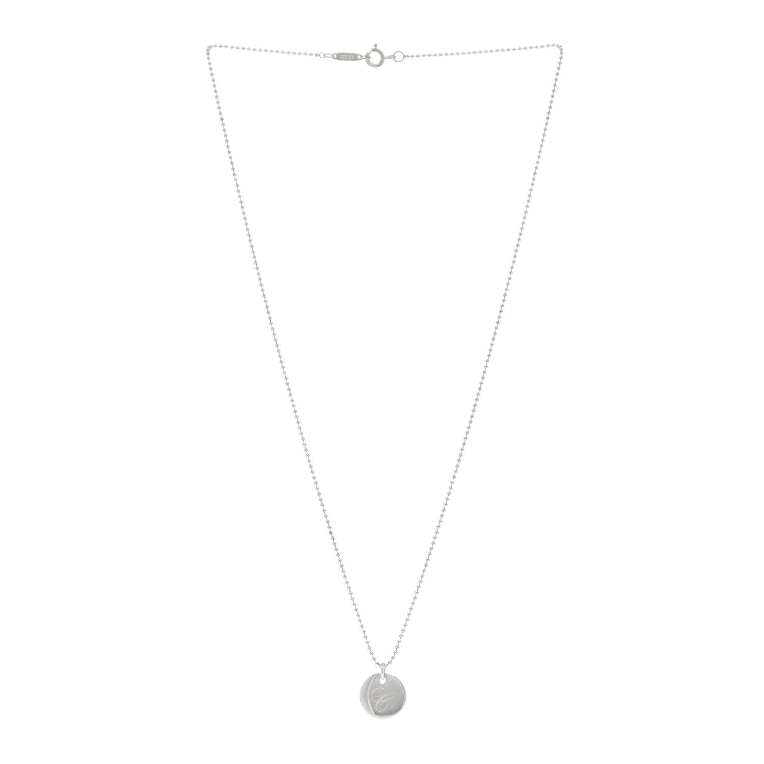 Tiffany Sterling Silver Letter C Disc Pendant Necklace 3 of 5