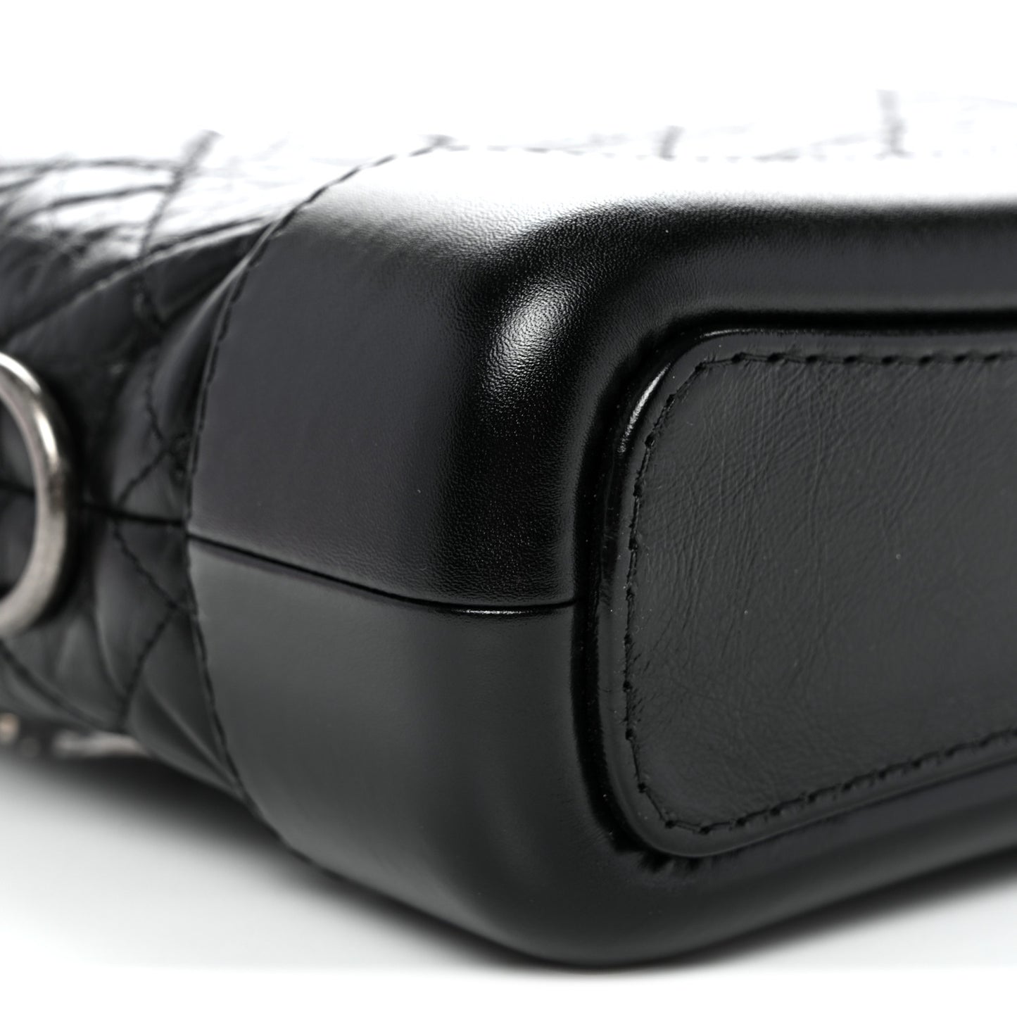 Aged Calfskin Quilted Small Gabrielle Hobo Black