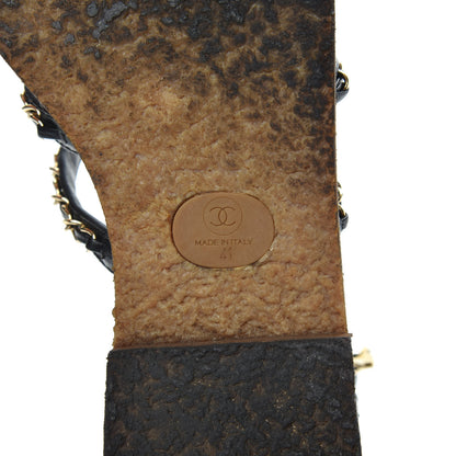 Chanel Lambskin Gladiator Chain Sandals 41 Black Gold 7 of 9