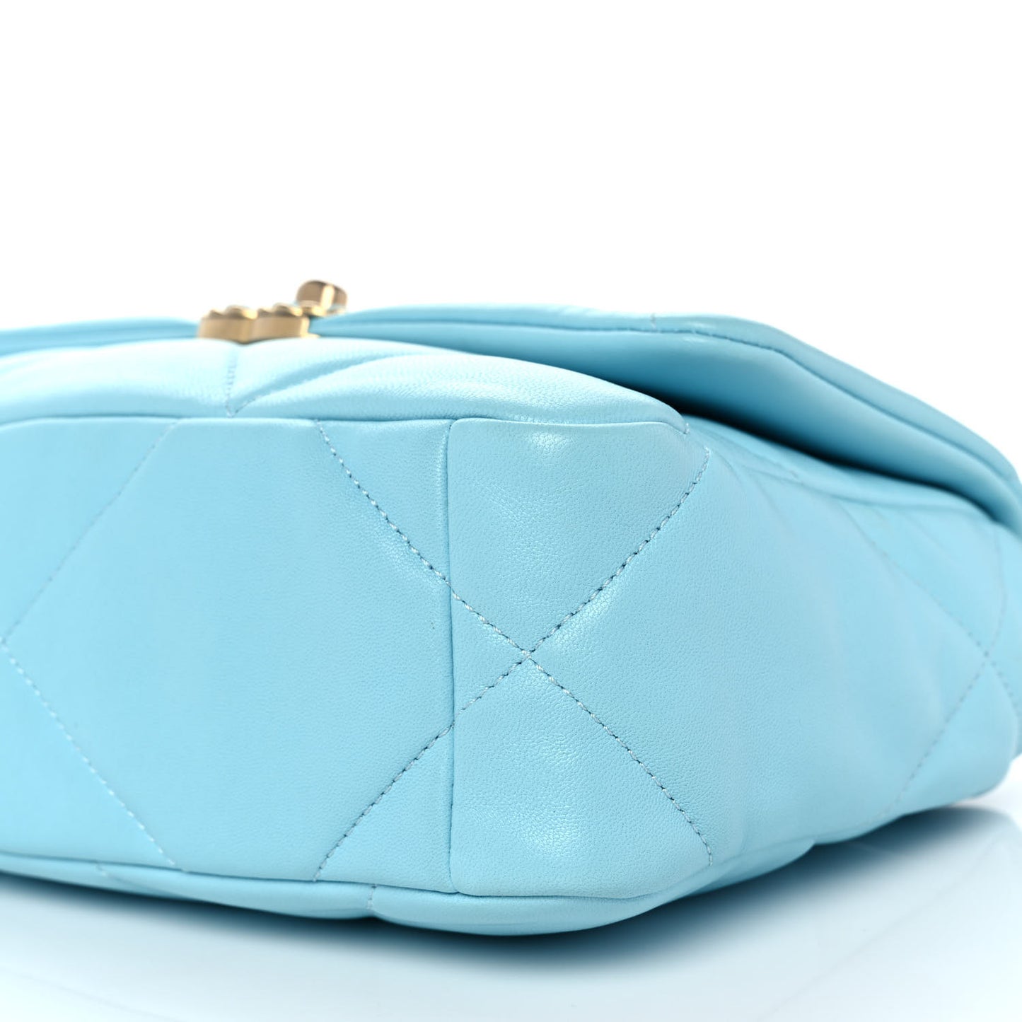 Shiny Lambskin Quilted Medium Chanel 19 Flap Light Blue