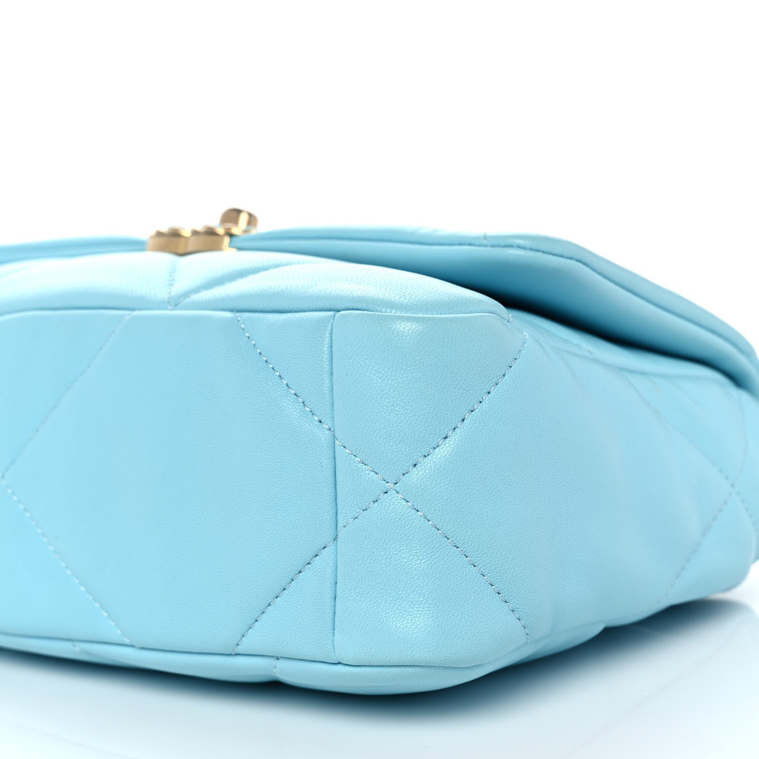 Chanel Shiny Lambskin Quilted Medium Chanel 19 Flap Light Blue 9 of 10