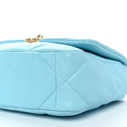 Chanel Shiny Lambskin Quilted Medium Chanel 19 Flap Light Blue 9 of 10