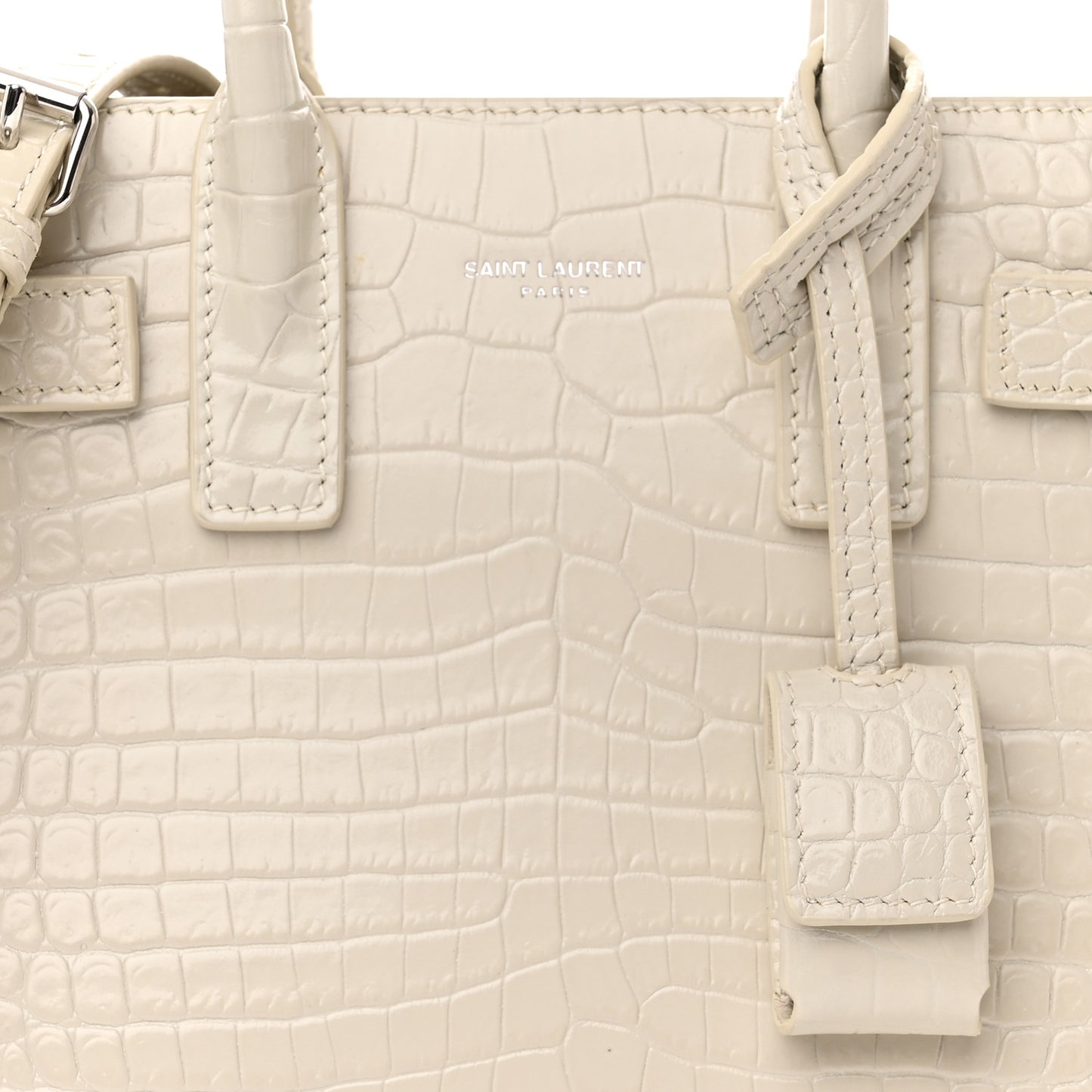 Calfskin Crocodile Embossed Nano Sac De Jour Crema Soft