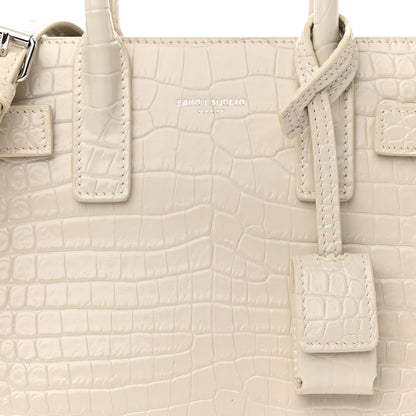 Saint Laurent Calfskin Crocodile Embossed Nano Sac De Jour Crema Soft 7 of 11