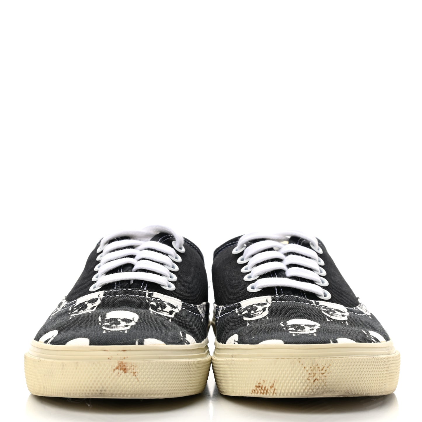 Canvas Skull Print Skate Sneakers 40 Black White