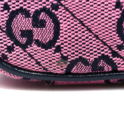 Gucci Monogram Multicolor Matelasse Diagonal Small GG Marmont Shoulder Bag Pink Blue 11 of 12