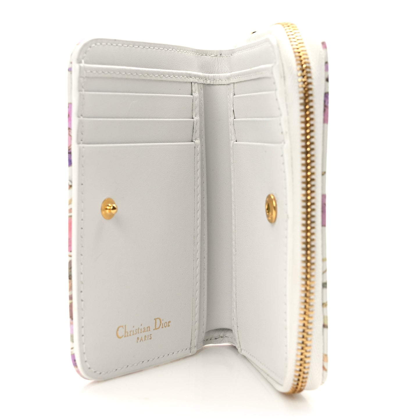 Calfskin Caro Freesia Zipped Wallet White Multicolor
