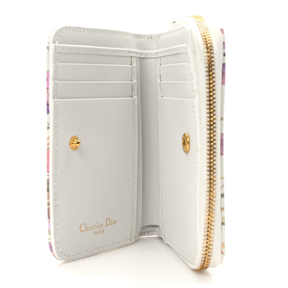 Christian Dior Calfskin Caro Freesia Zipped Wallet White Multicolor 5 of 10