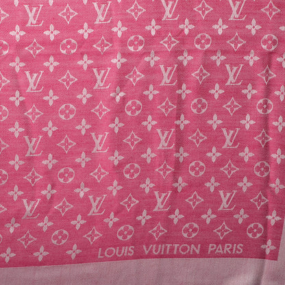 Louis Vuitton Wool Silk Monogram Denim Shawl Pivoine 1 of 5