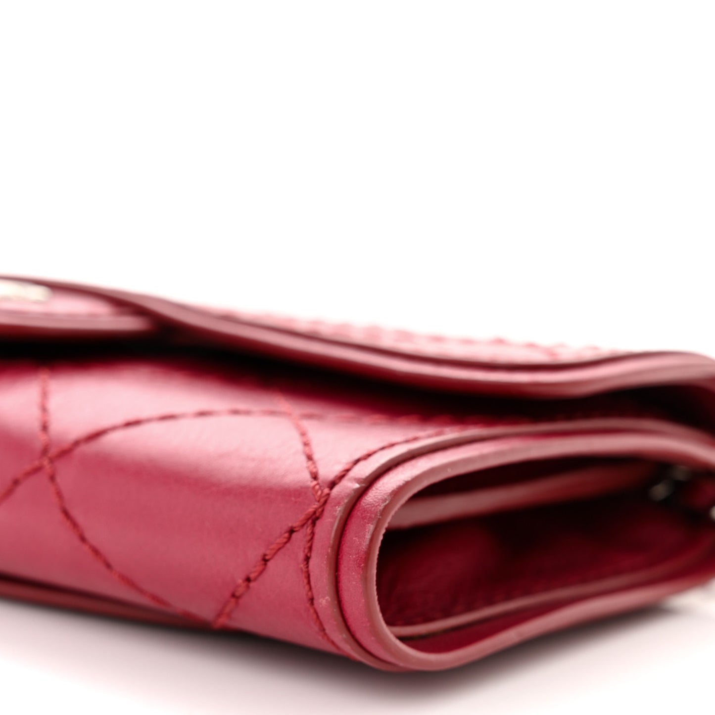 Calfskin Stitched Clutch Flap Red