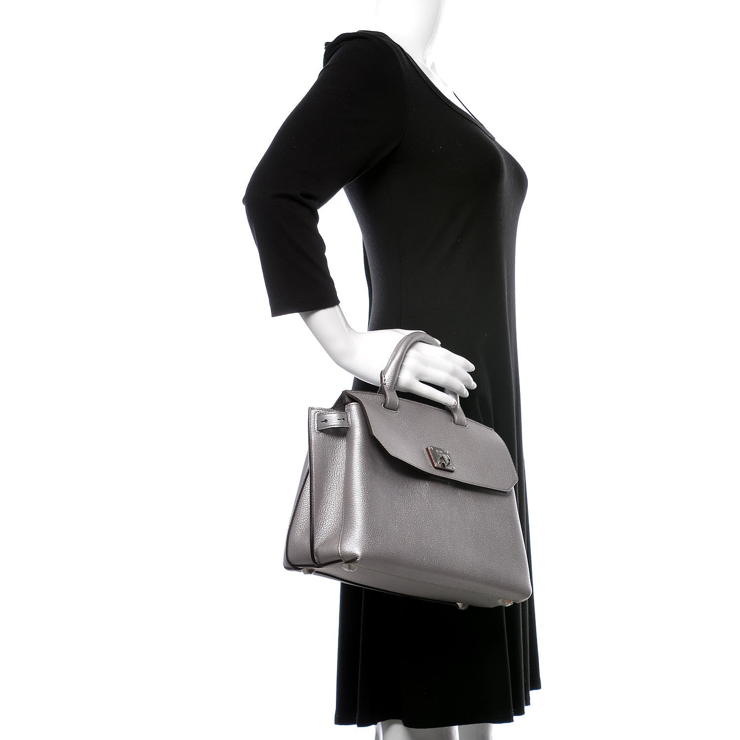MCM Metallic Pebbled Calfskin Medium Milla Backpack Silver 2 of 11