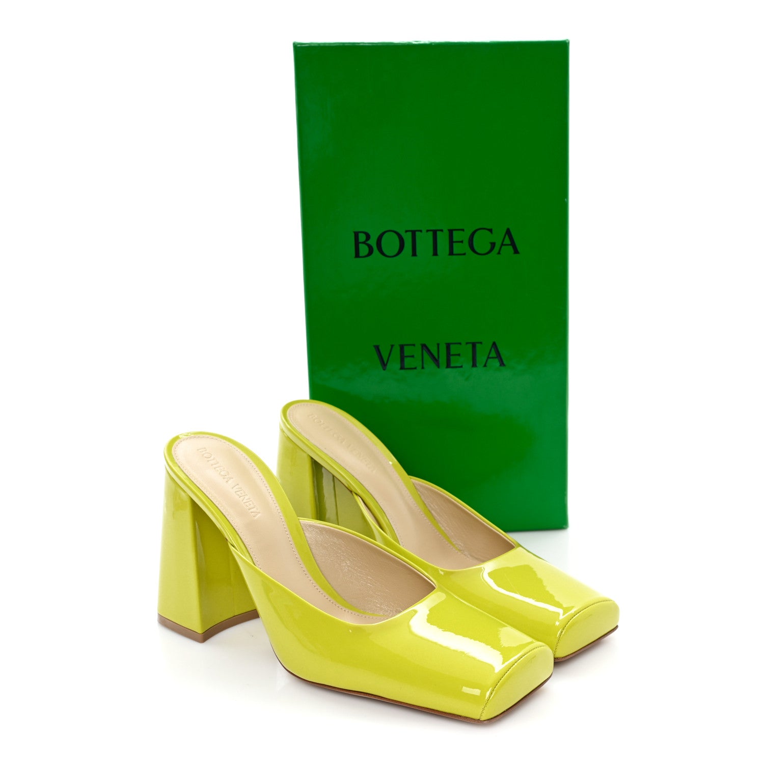 Bottega Veneta Supergloss Patent Tower 90mm Mule Pumps 38 Kiwi 10 of 10