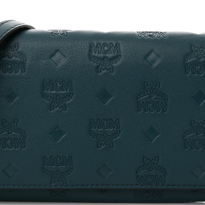 MCM Calfskin Ottomar Wallet On Chain Teal 7 of 10