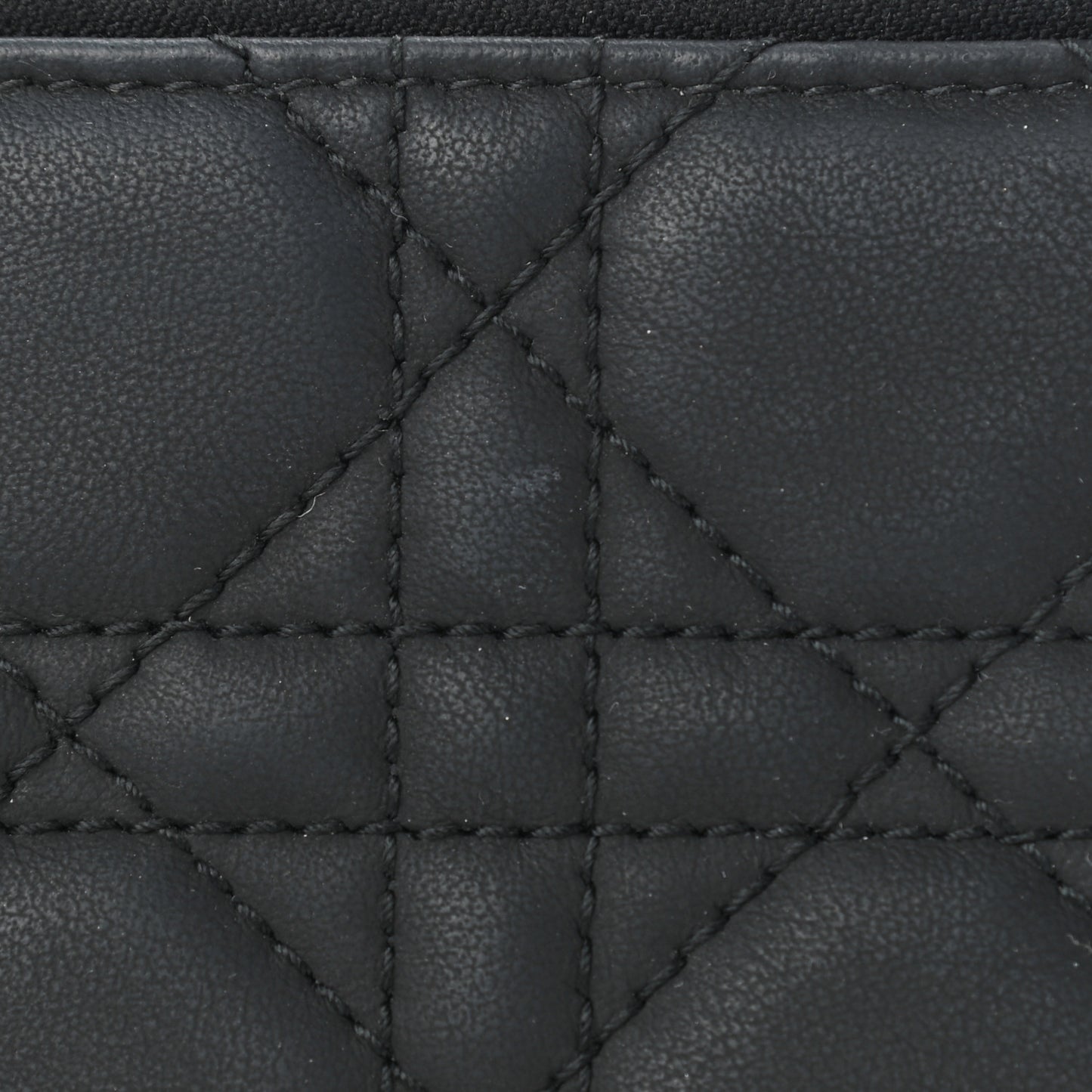Ultra Matte Calfskin Cannage Large Lady Dior Zip Wallet Black