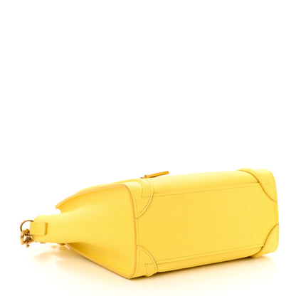 Celine Drummed Calfskin Nano Luggage Citron 4 of 11