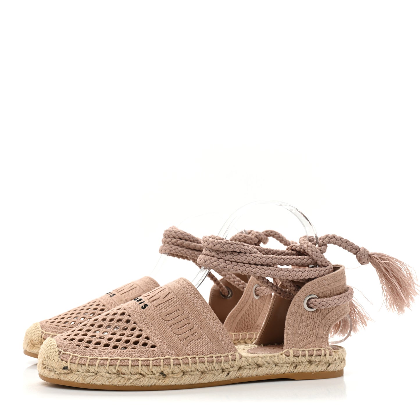 Canvas Embroidered Granville Ankle Tie Espadrilles Flats 37.5 Clay