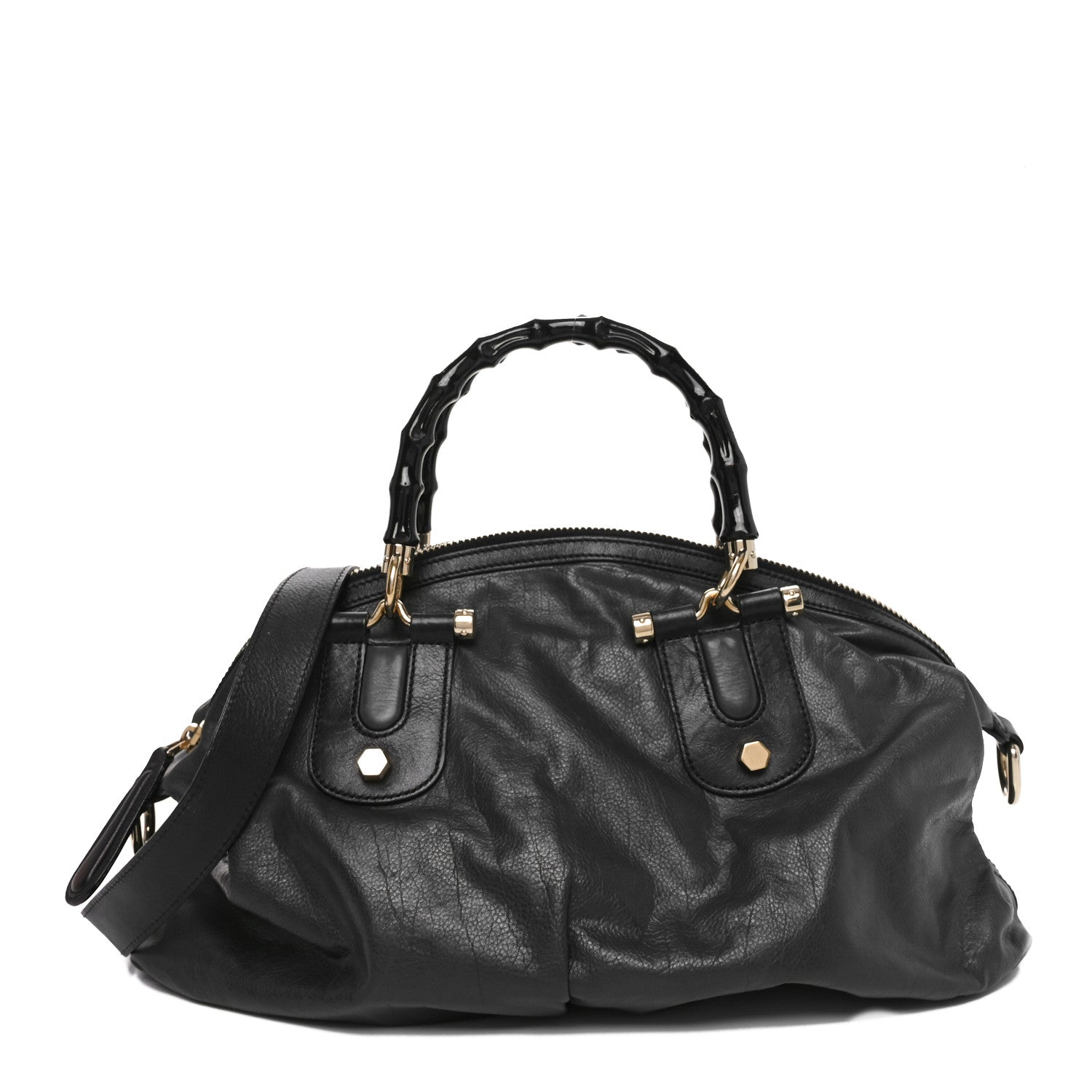 Gucci Calfskin Pop Bamboo Top Handle Tote Black 1 of 10