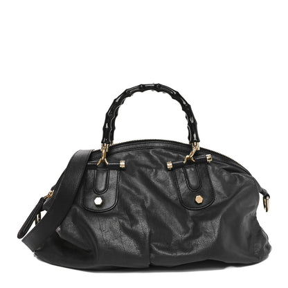 Gucci Calfskin Pop Bamboo Top Handle Tote Black 1 of 10