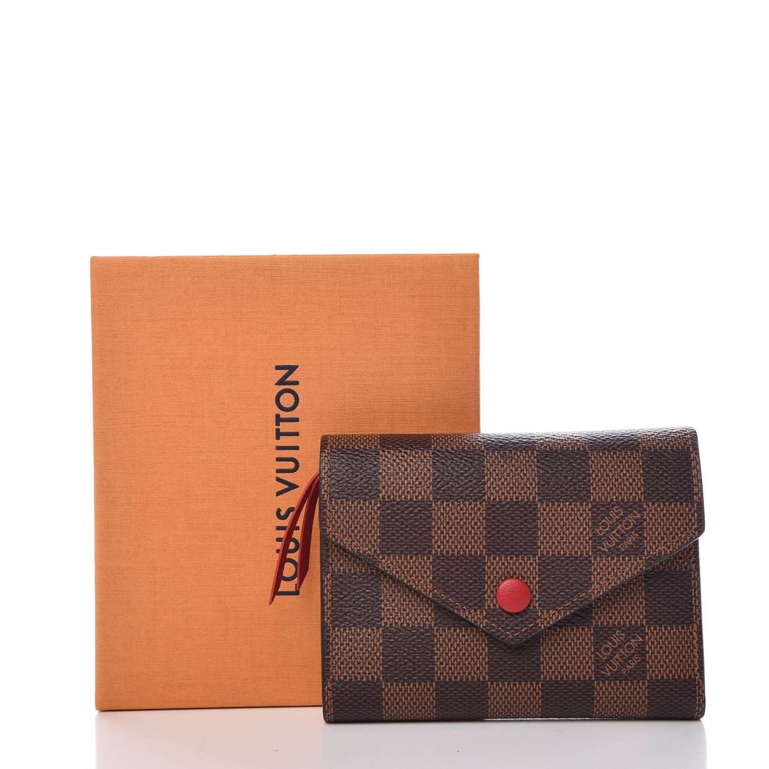 Louis Vuitton Damier Ebene Victorine Wallet Red 9 of 9