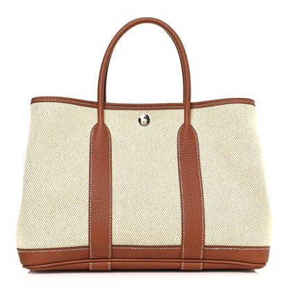 Hermes Twill H Negonda Garden Party 30 TPM Tote Ecru Desert Gold 1 of 11