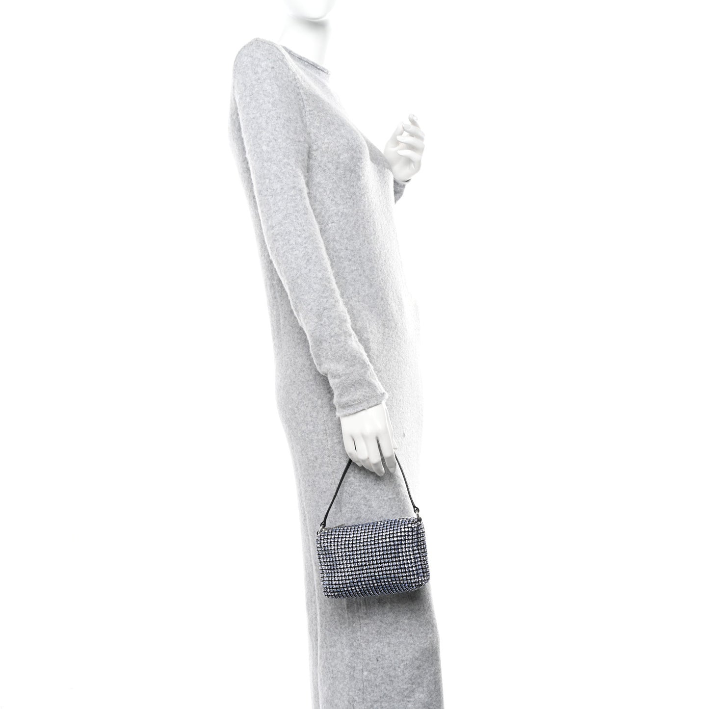 Mesh Crystal Rhinestone Mini Heiress Pouch Baby Blue