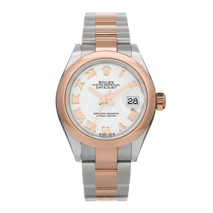 Rolex Stainless Steel 18K Everose Gold 28mm Oyster Perpetual Datejust Watch White Roman 279161 1 of 5